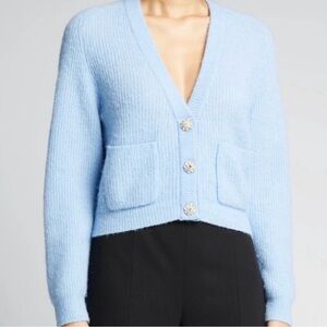 Ganni Soft Wool Cardigan in Placid Blue - Size XXS